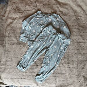 Blue jogger set with floral pattern